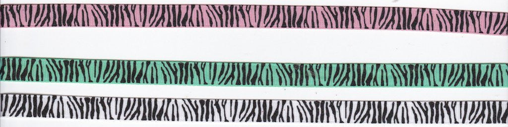 3/8" Zebra Print Ribbons - Set of 3 - 6 Yards