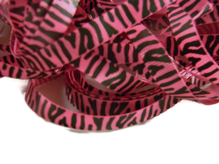 3/8" Zebra Print Ribbons - HOT PINK - 4yds