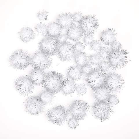 Silver Tinsel Pom Poms Craft