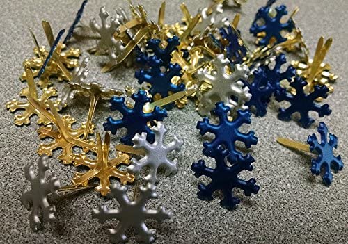 Silver and navy Snowflake Brads