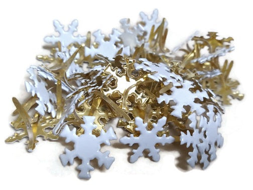 White Snowflake Brads Paper Fasteners