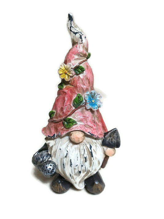 Pink Spring Garden Gnome Resin Figure