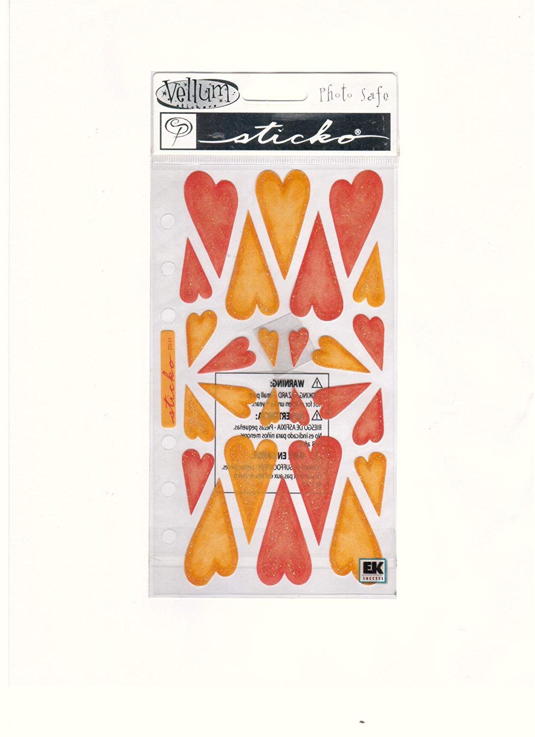 Sticko Vellum Red and Orange Heart Stickers