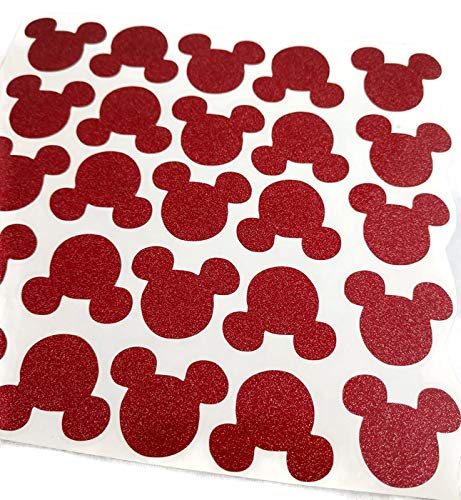 Red Mickey Mouse Glitter Vinyl Stickers