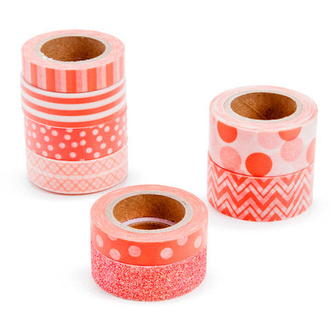 Coral Orange Washi Tape Assortment
