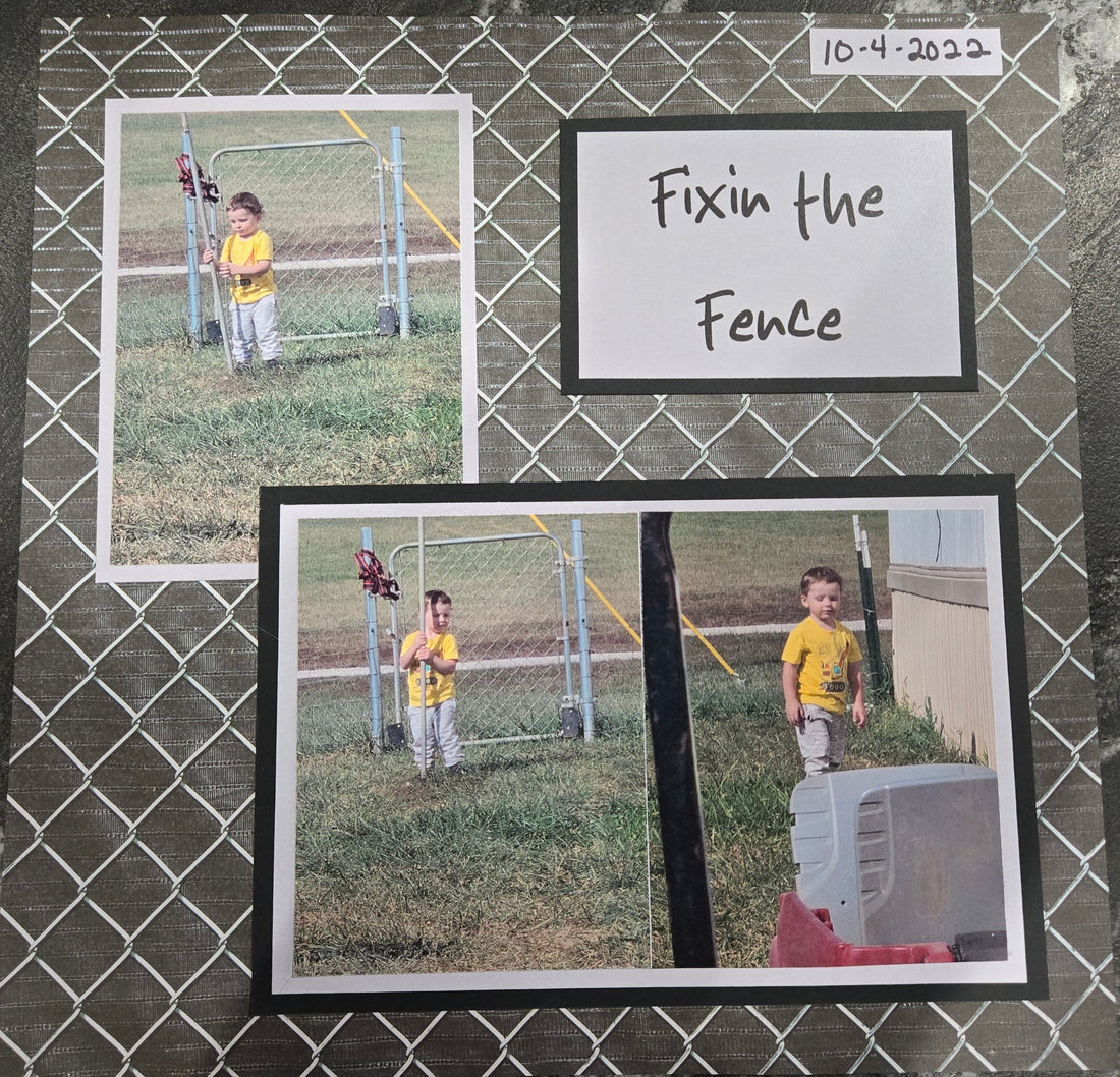 Fixin the Fence Scrapbook Layout