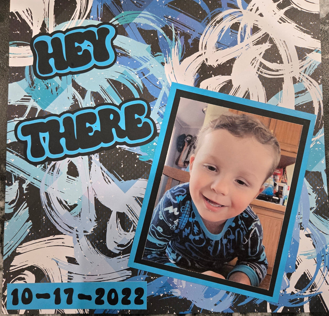 Hey There - Psychedelic Blues Scrapbook Layout