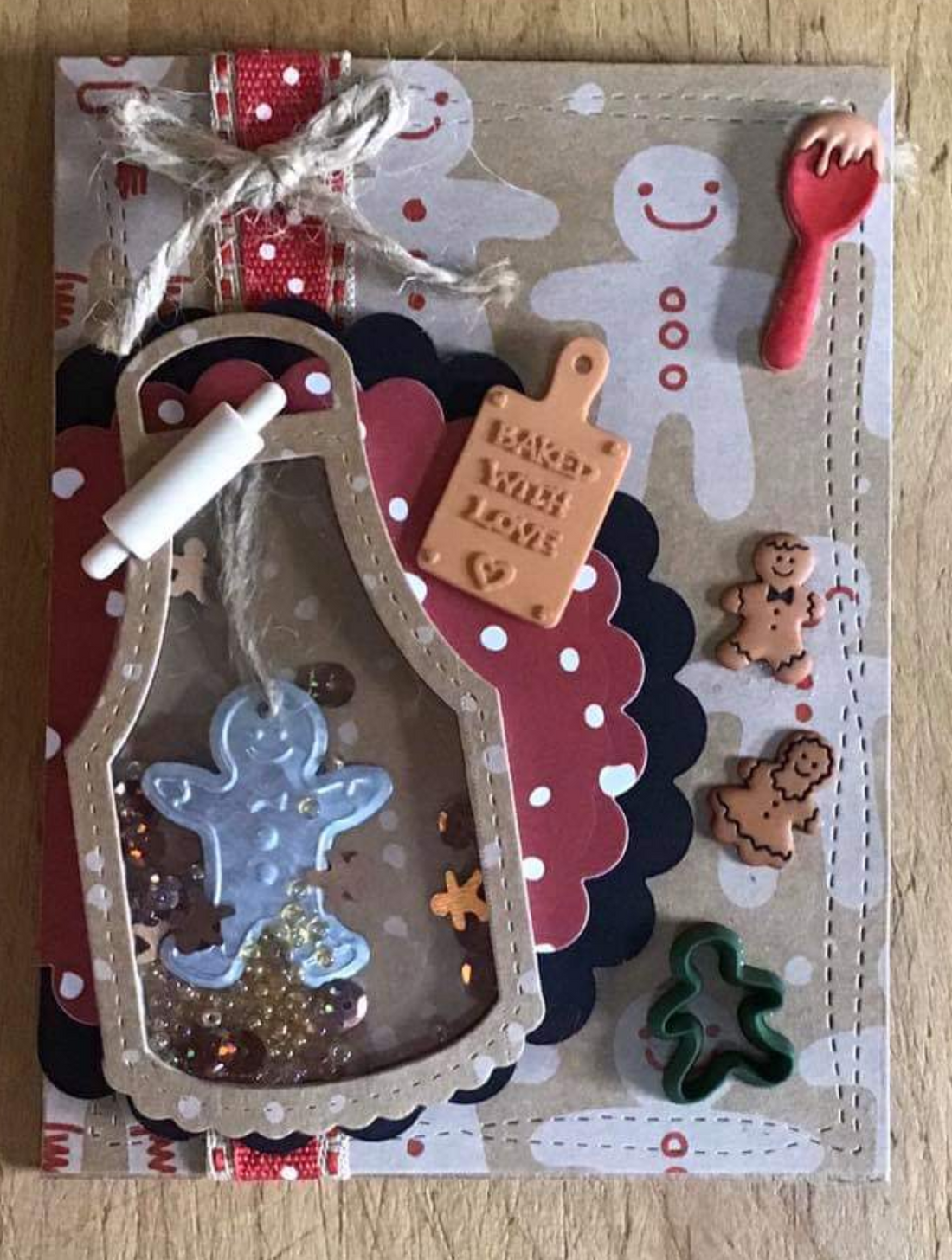 Gingerbread Baking Shaker Card Using Button Accents