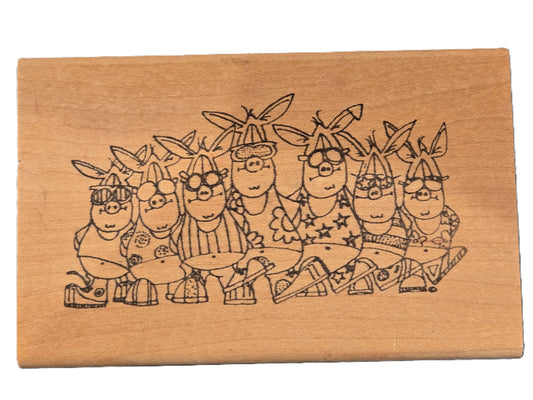 Pigs with Sunglasses rubber Stamp