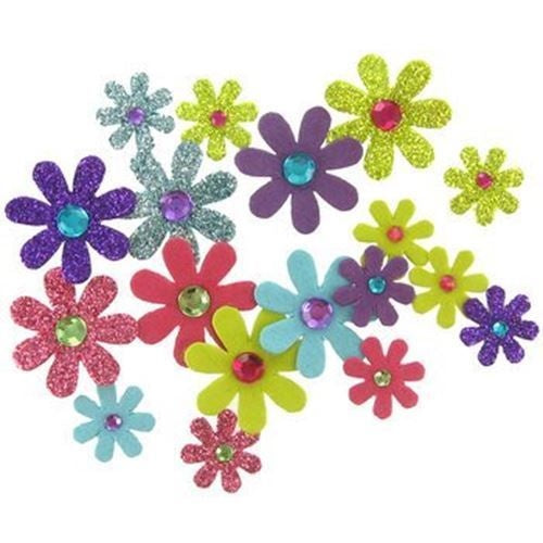 90pc Paper Glitter Gem Flowers Set - Brights