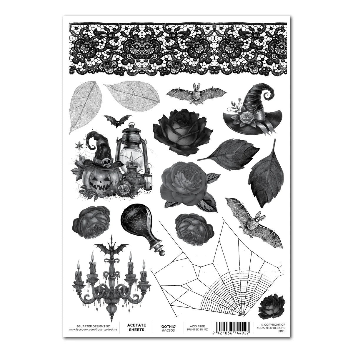 Gothic Acetate Sheet by 3Quarter Designs