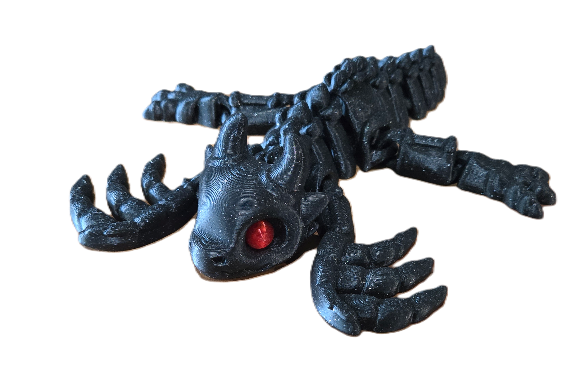 Glitter Black Articulated Dragon Toy