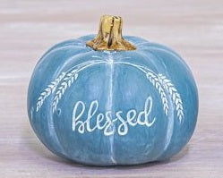 Blue Fall Resin Pumpkin - Blessed