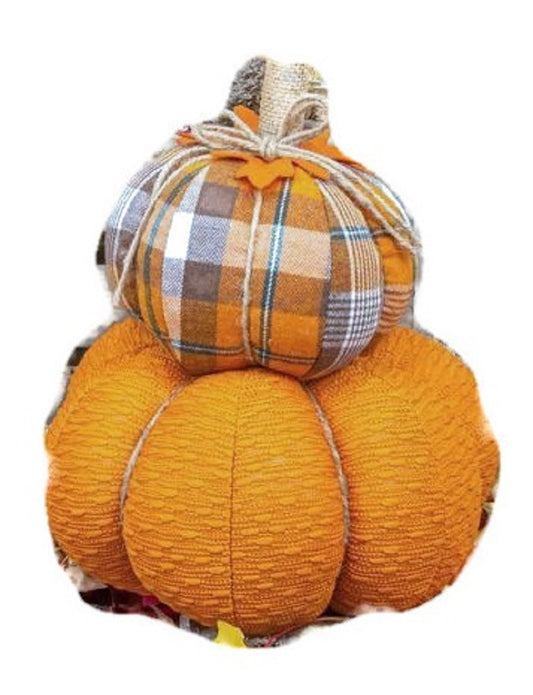 Fall Flannel Stacked Pumpkin Decor