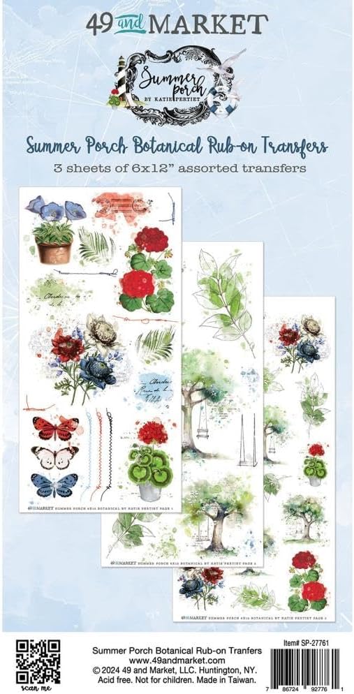 Summer Porch Botanical Rub On Transfers Set - 49 and Market