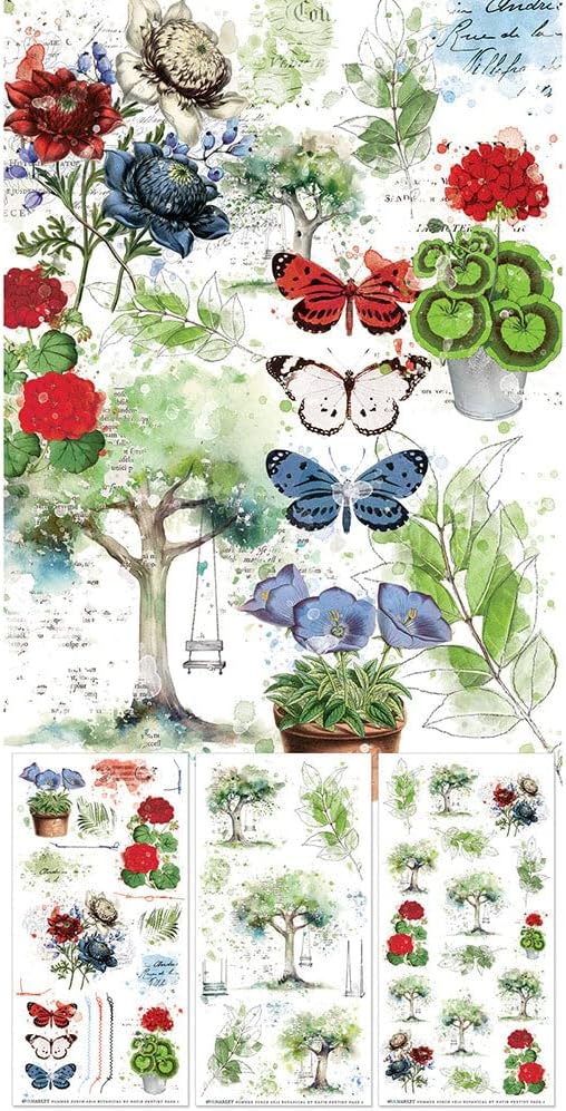Summer Porch Botanical Rub On Transfers Set - 49 and Market