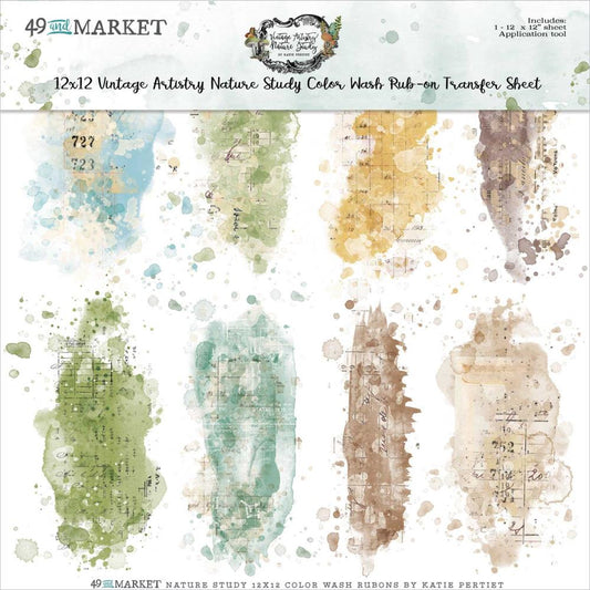 49 and Market Vintage Artistry Nature Study Color Wash RubOns 12x12
