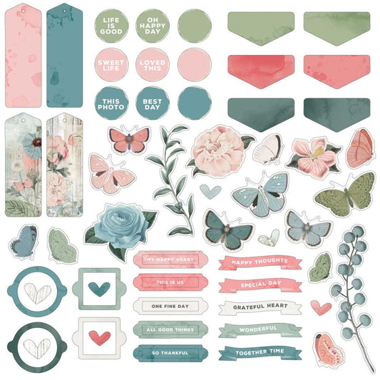 Vintage Artistry Tranquility Chipboard Element Set - 49 and Market