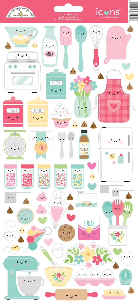 Doodlebug Designs Made with Love Icon Stickers