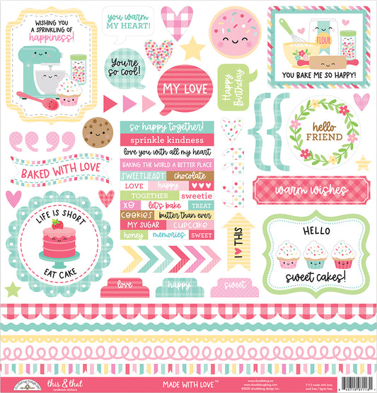 Doodlebug Designs Made with Love 12x12 Stickers