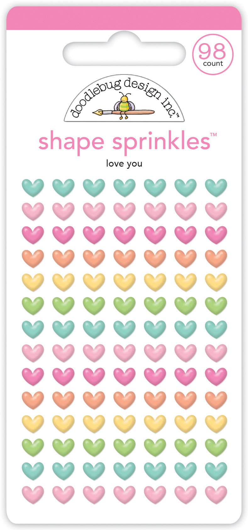 Love You Heart Sprinkle Stickers by Doodlebug Designs