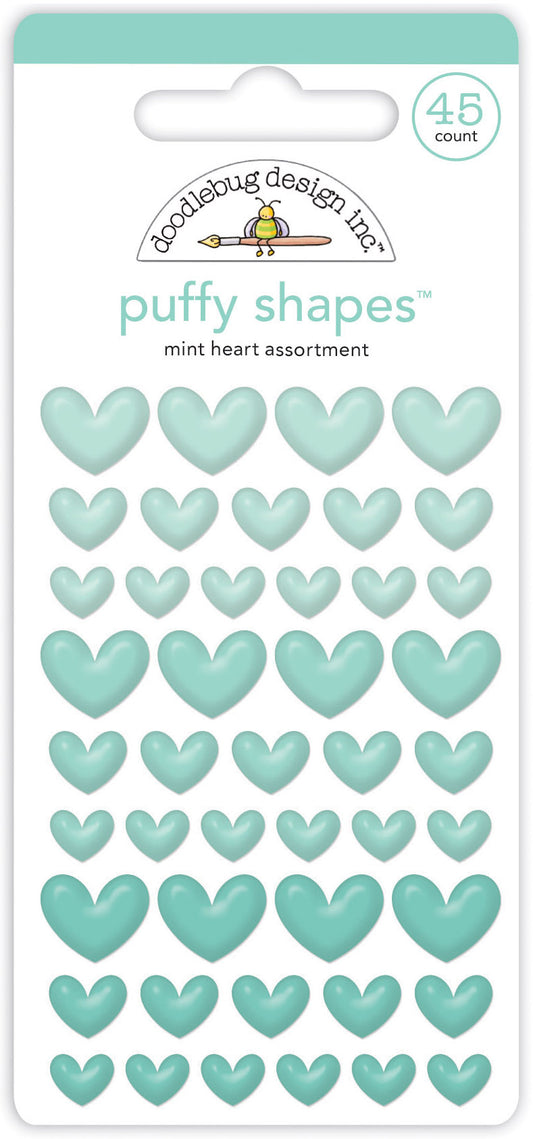 Doodlebug Mint Green Puffy Heart Stickers