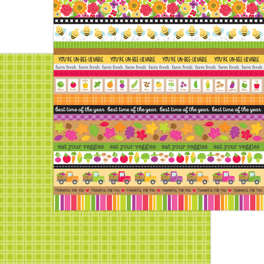 Doodlebug Farmer's Market Garden Greens Border Scrapbook paper