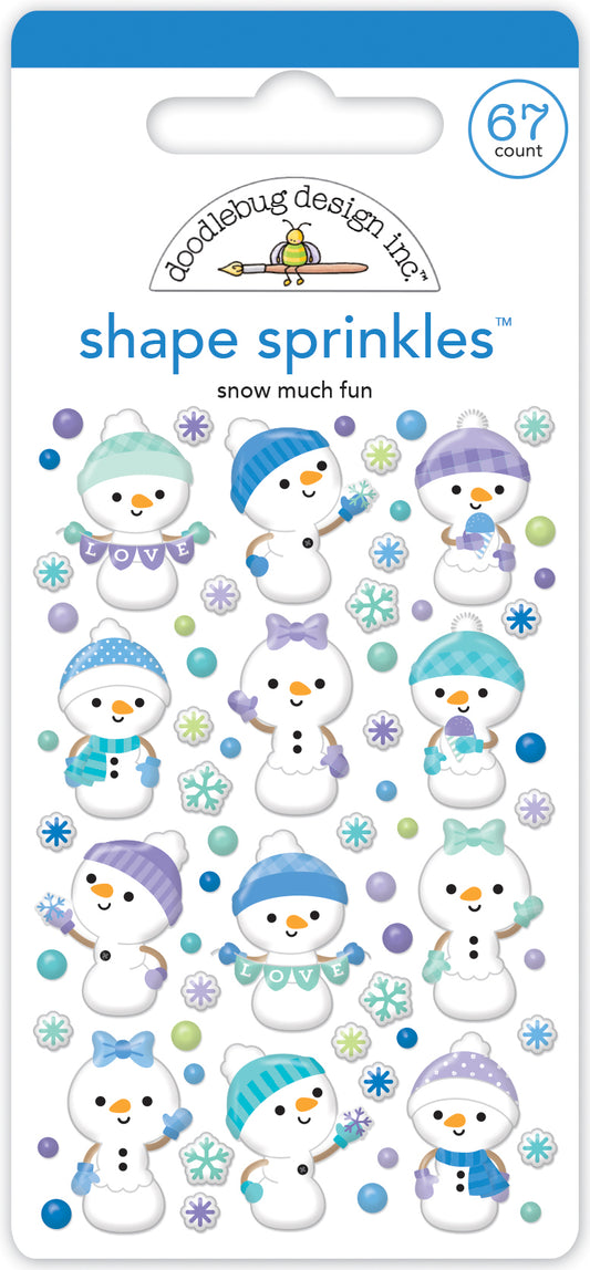 Snow Much Fun Epoxy Snowman Shaped Sprinkles Stickers