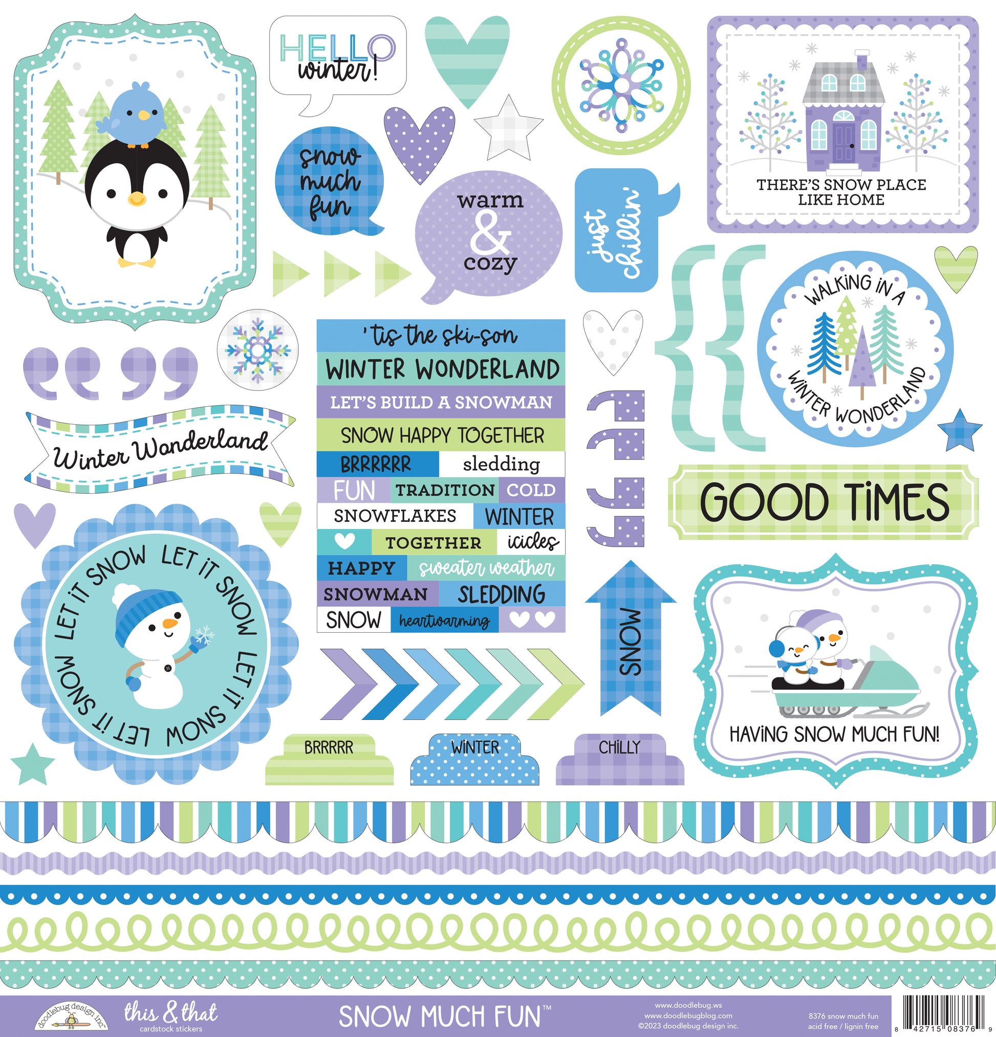 Doodlebug Snow Much Fun 12x12 Stickers