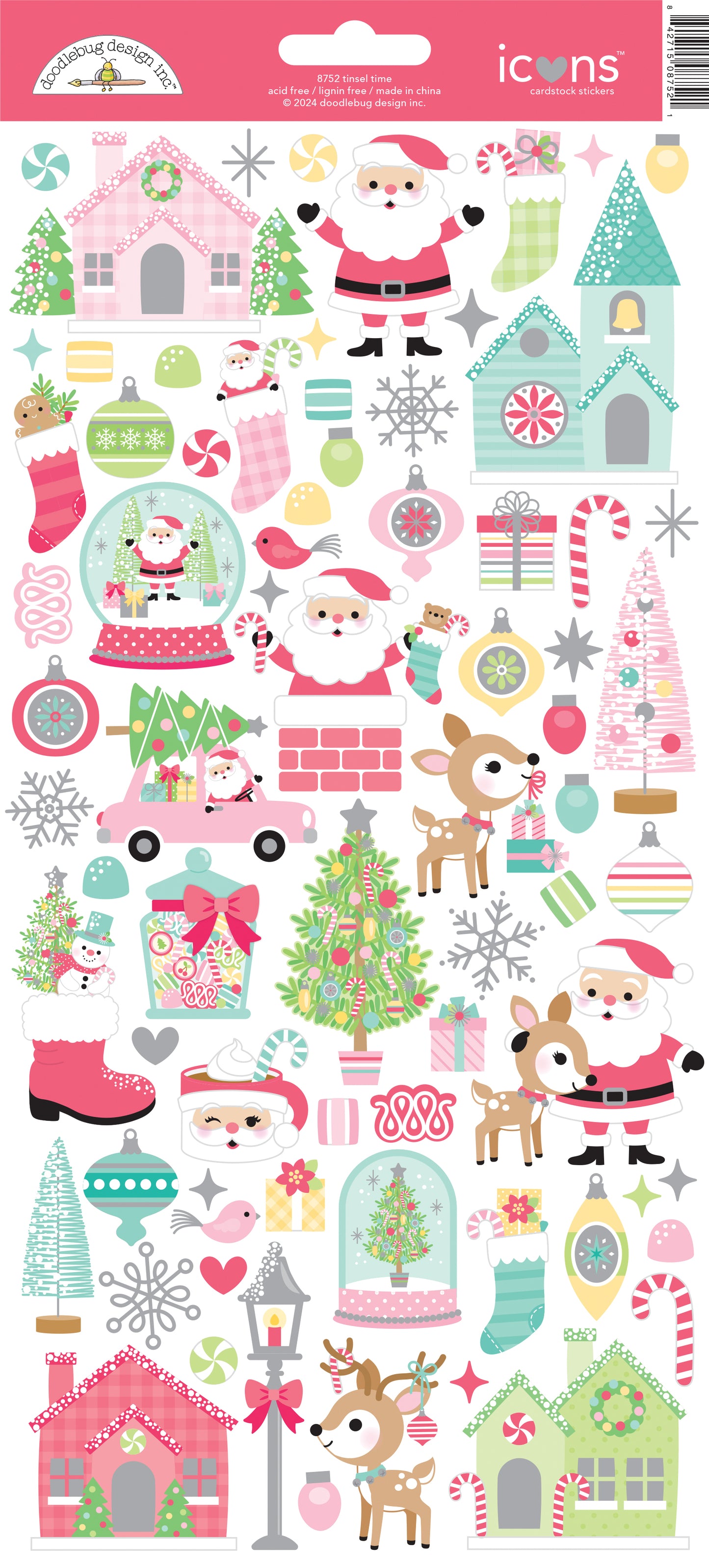 Tinsel Time Christmas Icon Stickers - Doodlebug