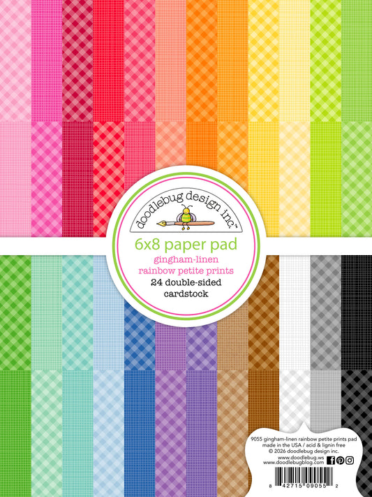 6x8 Gingham Linen Rainbow Petite Prints Paper Pad by Doodlebug Designs