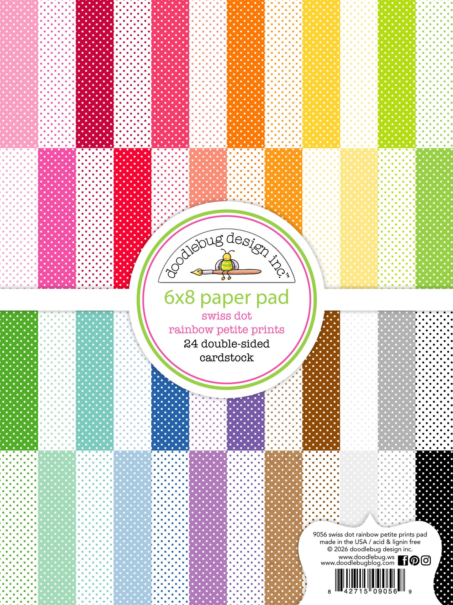 6x8 Swiss Dot Rainbow Petite Prints Paper Pad by Doodlebug Designs