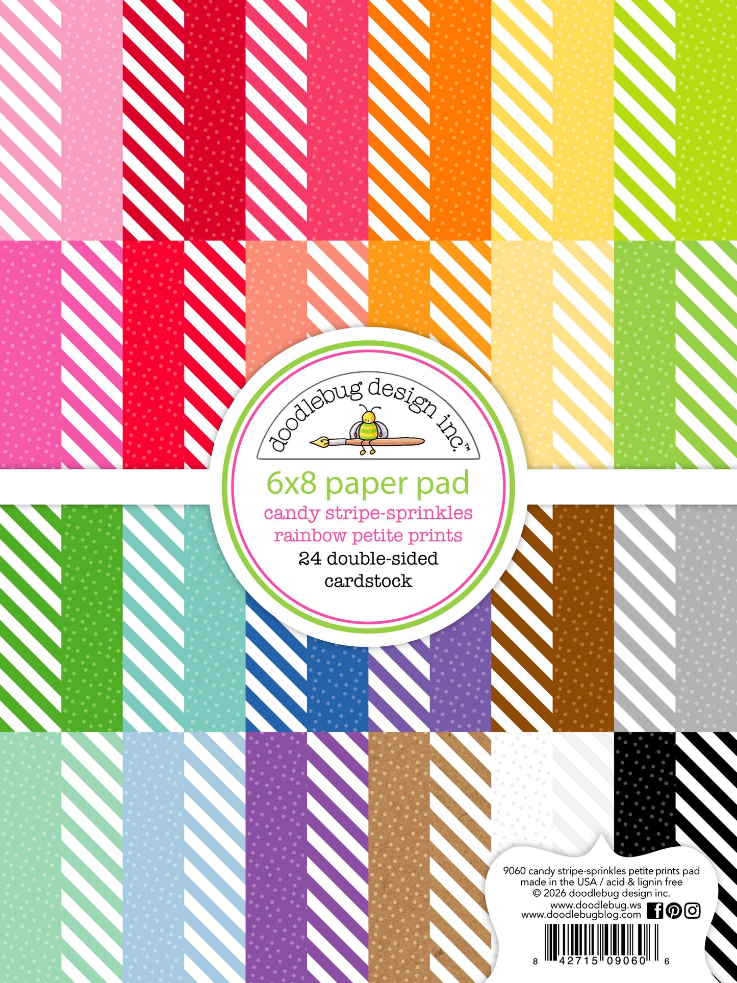 6x8 Candy Stripes Sprinkles Rainbow Petite Prints Paper Pad by Doodlebug Designs