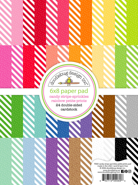 6x8 Candy Stripes Sprinkles Rainbow Petite Prints Paper Pad by Doodlebug Designs