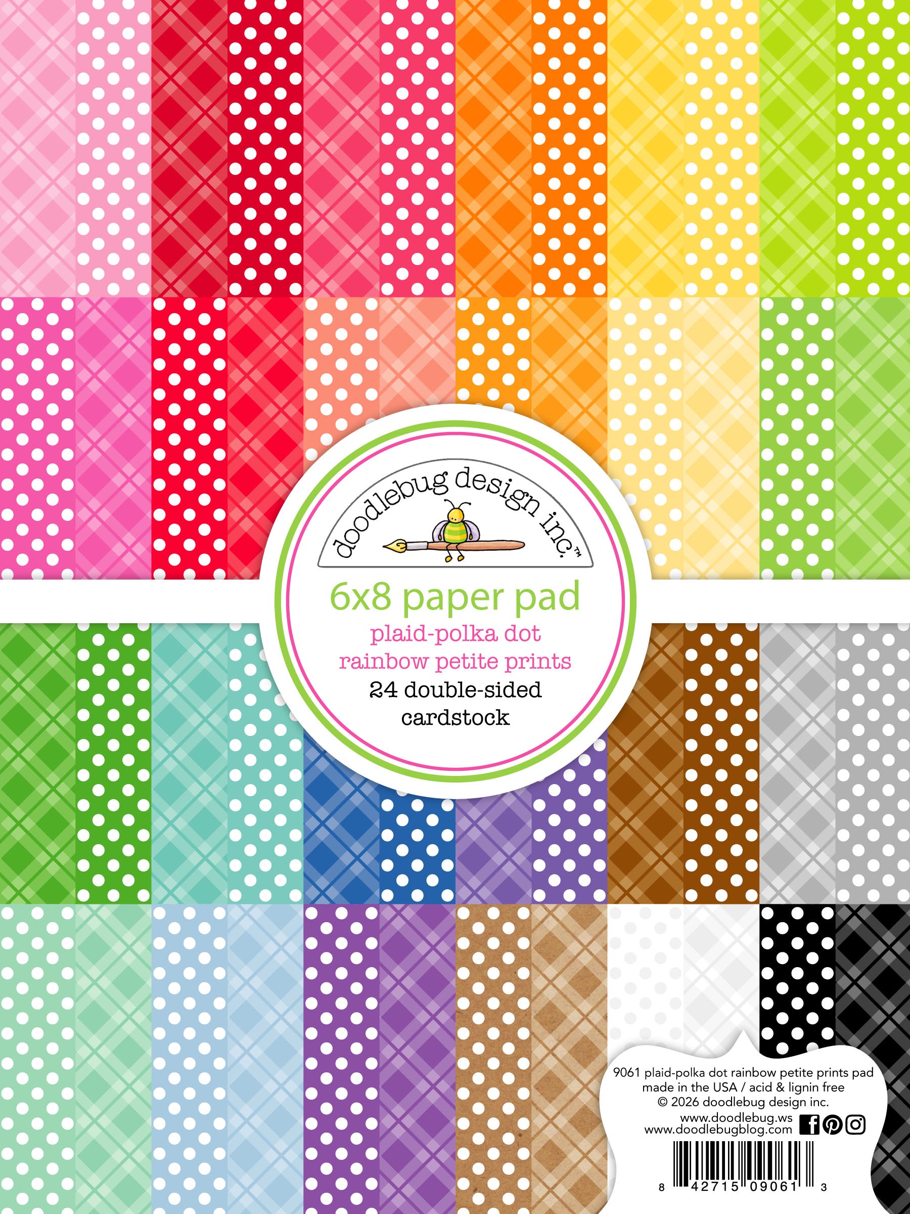 Doodlebug Polka Dot Plaid 6x8 Paper Pad