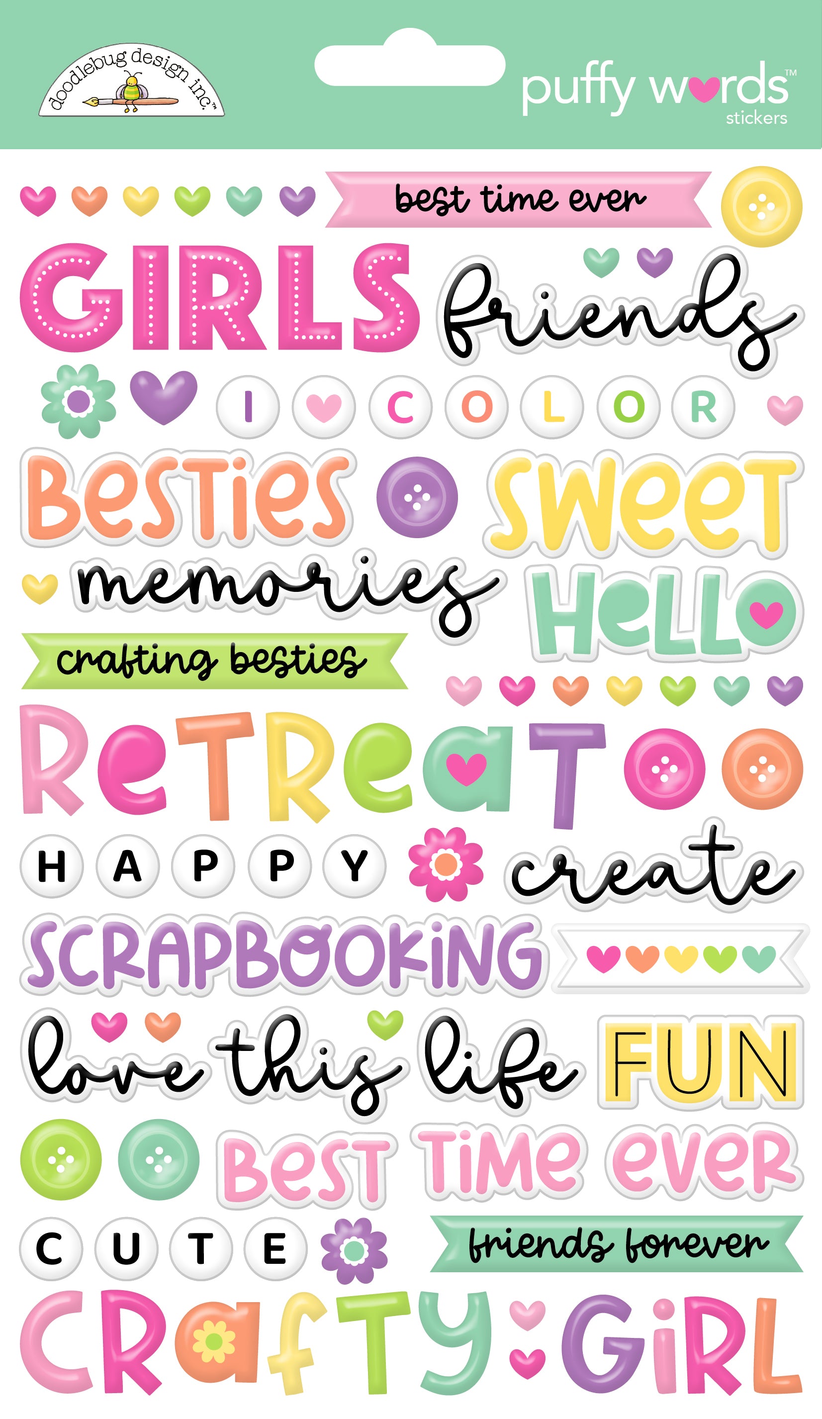 Doodlebug Color Me Crafty Puffy Word Stickers