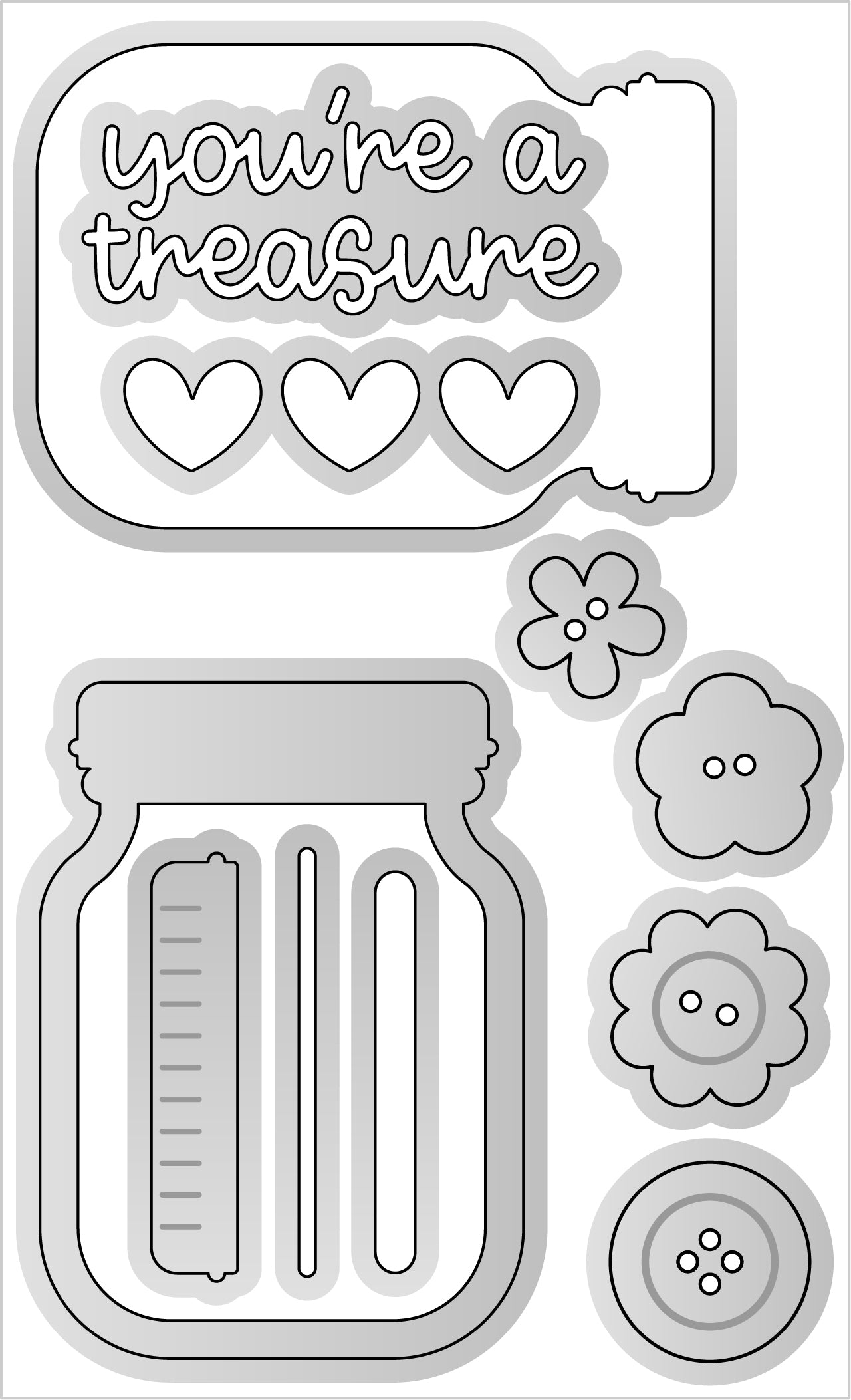 Doodlebug Designs You're a Treasure Dies Set