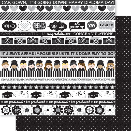 Cap and gown Graduation Borders Scrapbook Paper