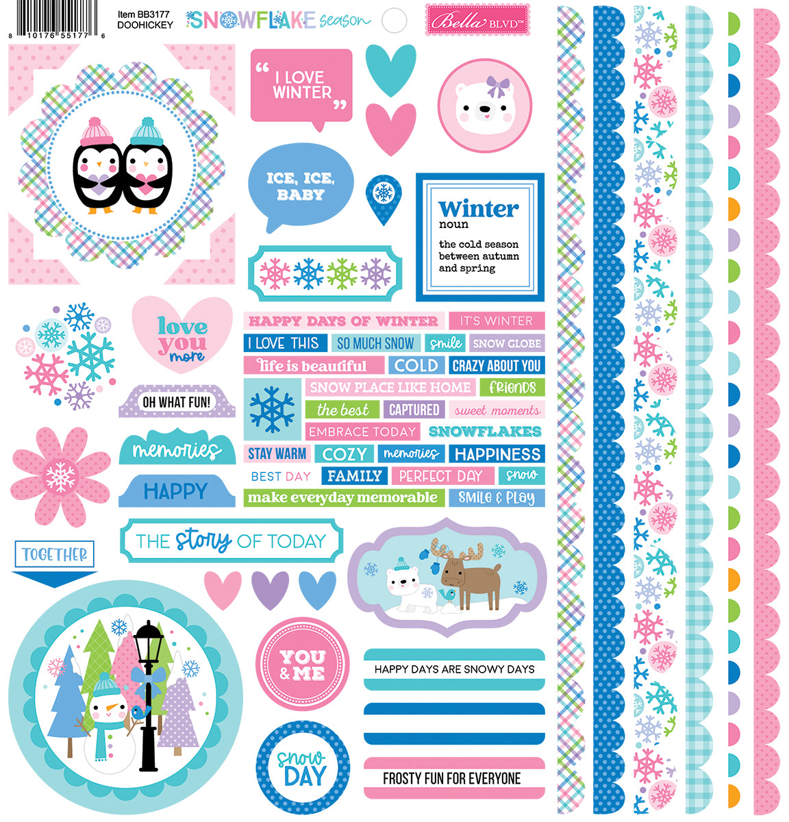 Bella Blvd Snowflake Season 12x12 Stickers