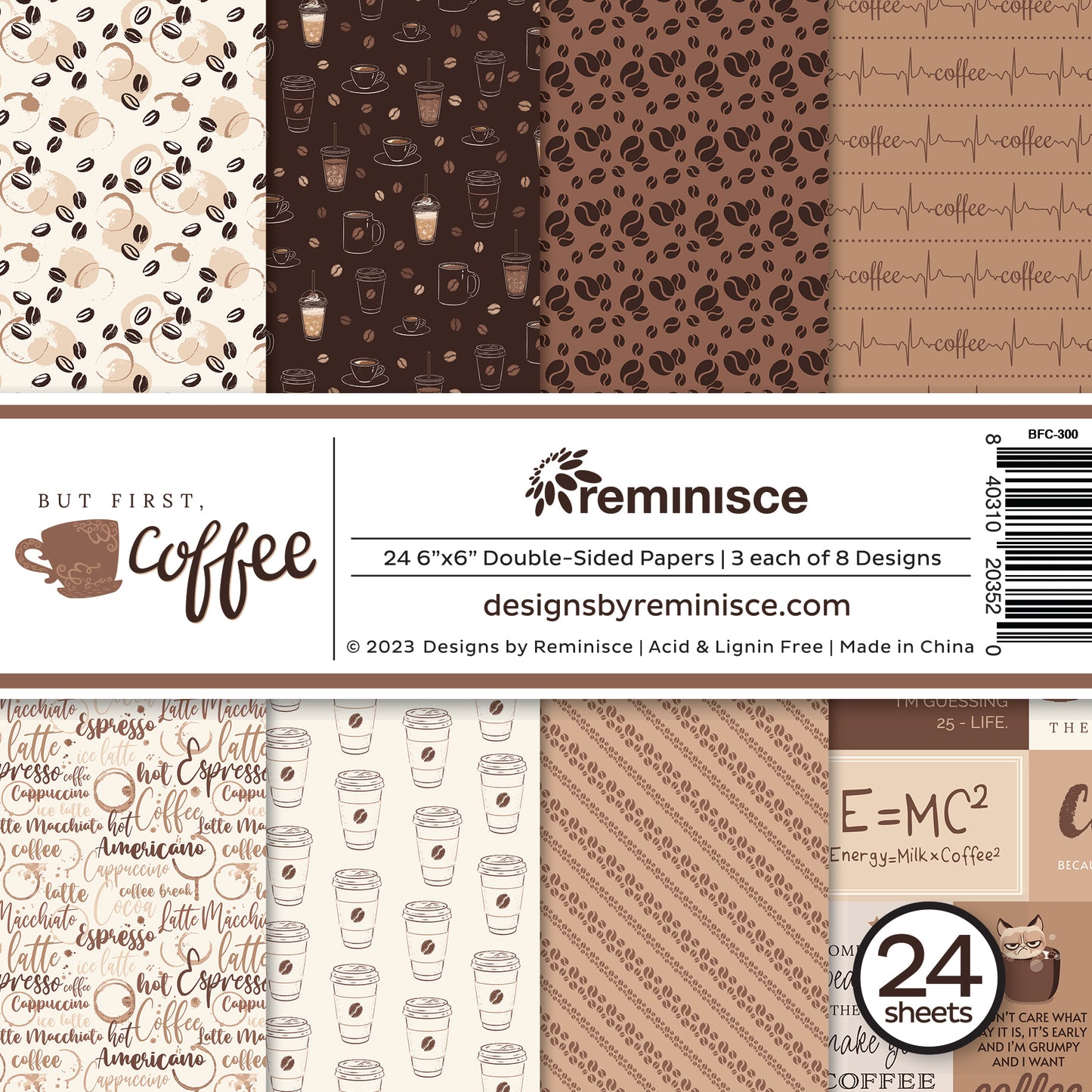 Reminisce But First Coffee Scrapbook Paper Pad 6x6