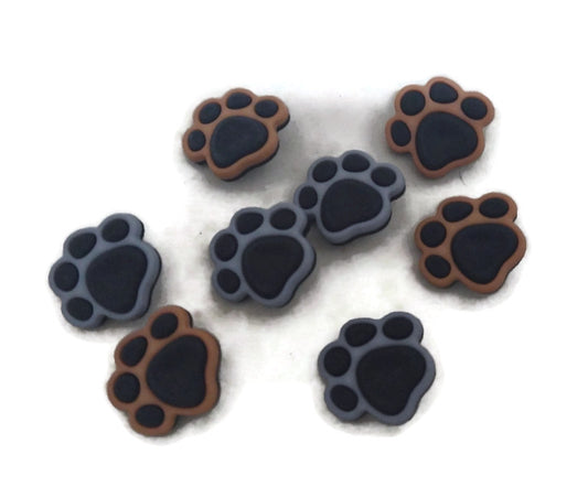 Brown and Gray Dog Paw Print Buttons