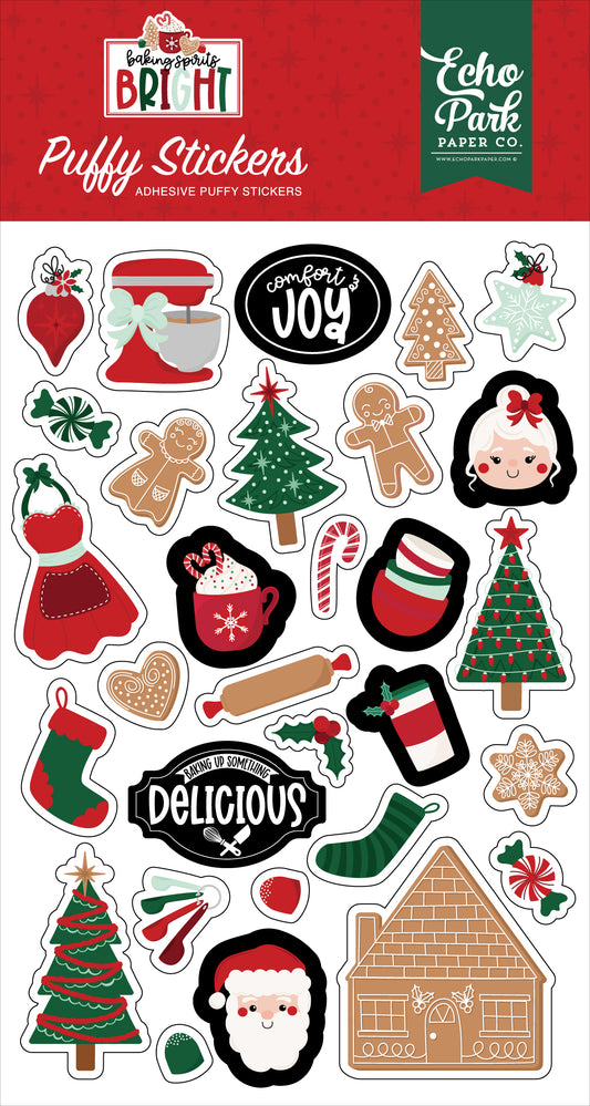 Baking Spirits Bright Christmas Puffy Stickers