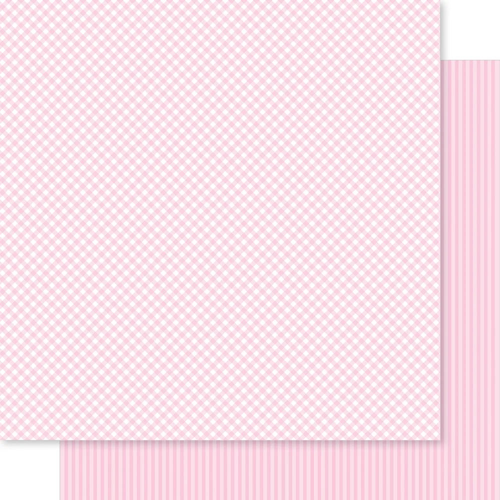 Gingham And Stripes 12 x 12 Double Sided Paper Bella Besties Pinks and Purples Set - 5 Sheets