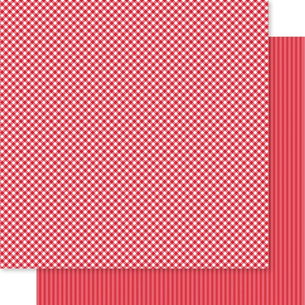 Gingham And Stripes 12 x 12 Double Sided Paper Bella Besties Pinks and Purples Set - 5 Sheets