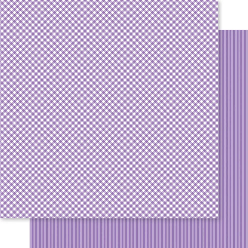 Gingham And Stripes 12 x 12 Double Sided Paper Bella Besties Pinks and Purples Set - 5 Sheets