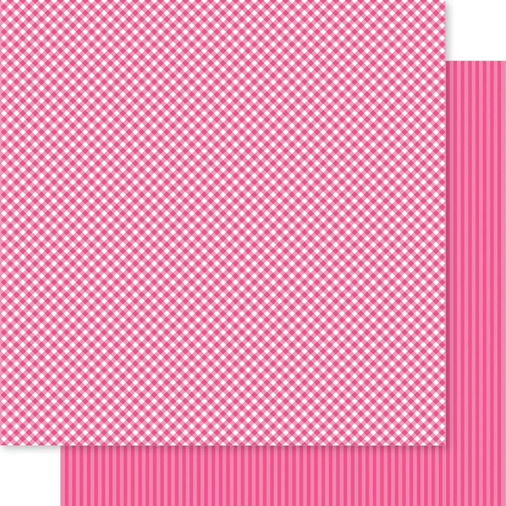 Gingham And Stripes 12 x 12 Double Sided Paper Bella Besties Pinks and Purples Set - 5 Sheets