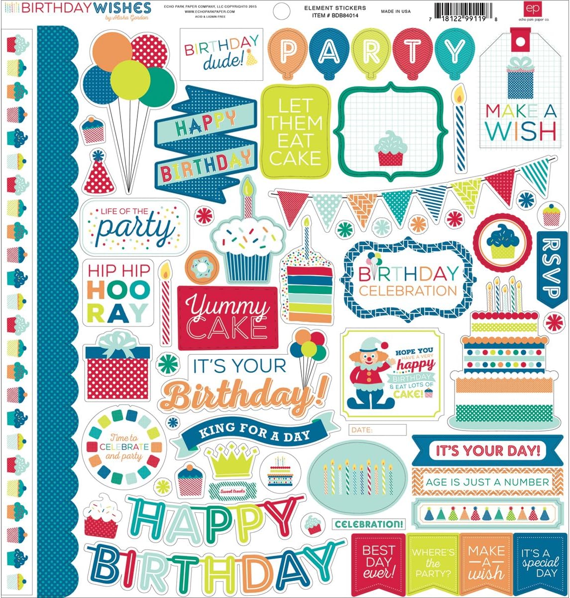 Birthday Wishes Boy element Stickers by Echo Park