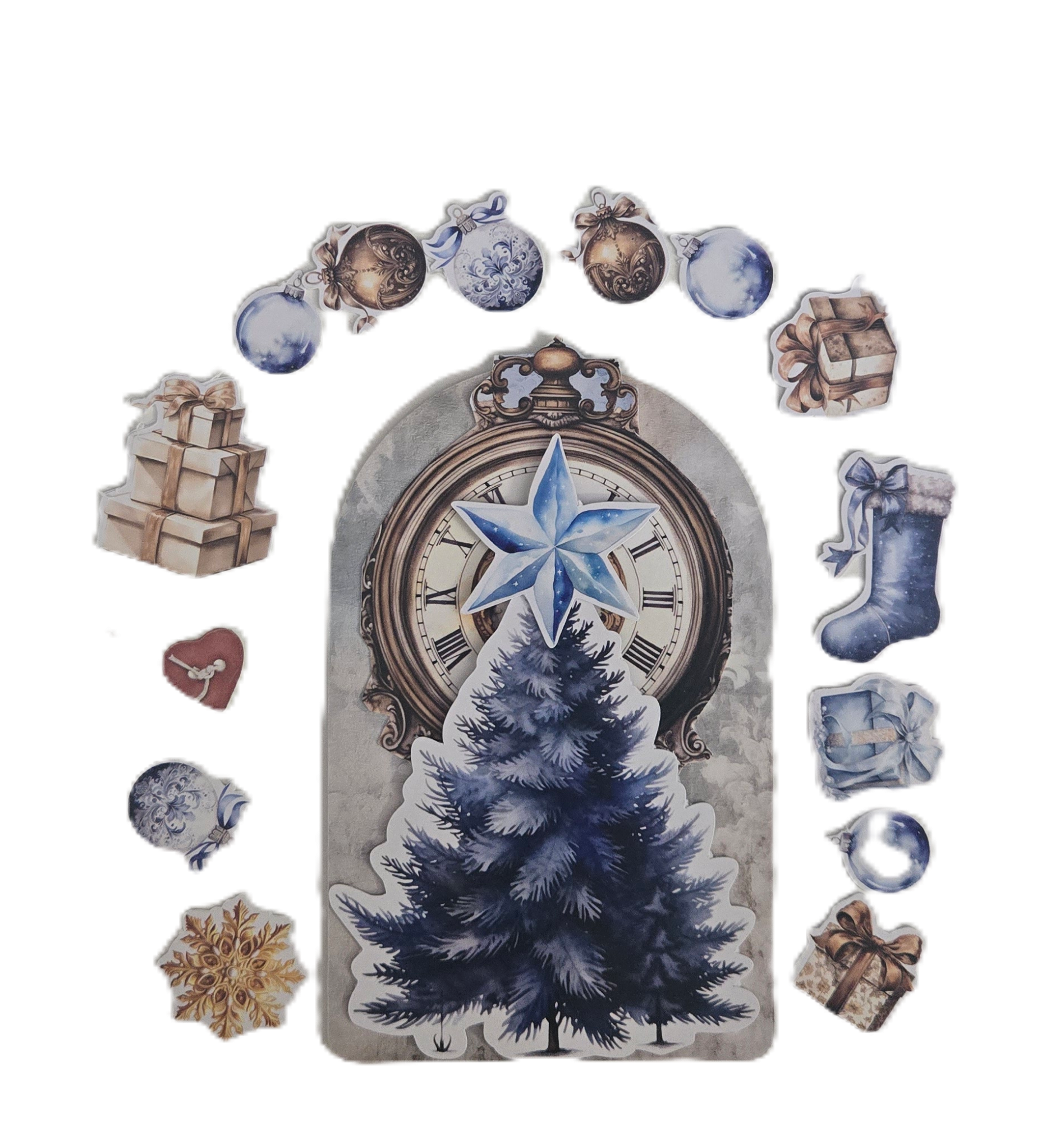 Blue Christmas ephemera Set
