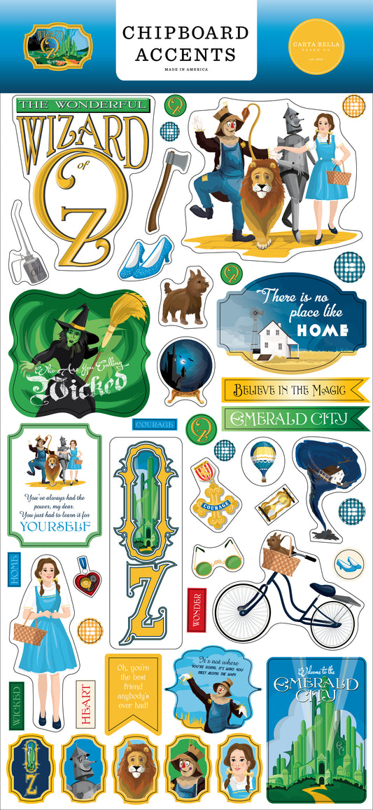 Wizard of Oz Chipboard Accent Stickers