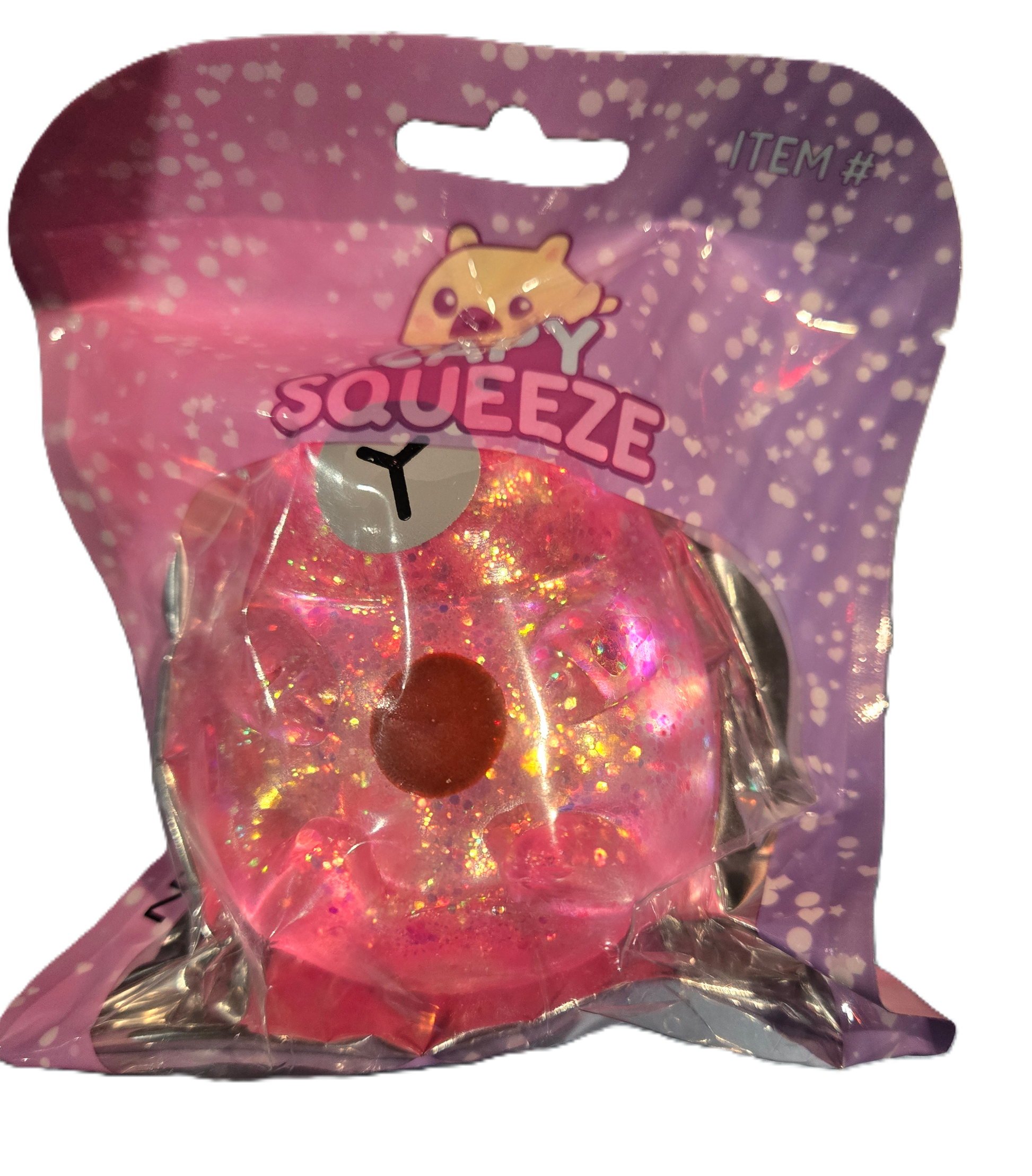 Capybara Squishy Toy Capy Squeeze Pink Glitter